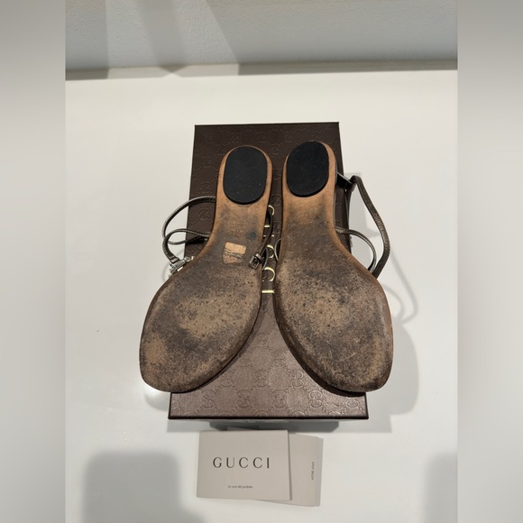 Gucci metallic and crystal monogram embellished sandals with box and dustbag - Picture 4 of 9